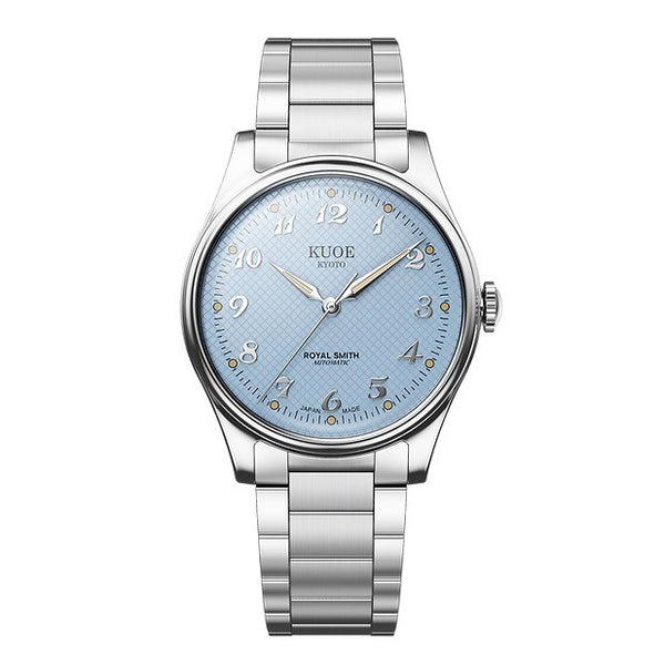 Kuoe Royal Smith 90-006 Breguet Numerals Silver Case Blue Dial