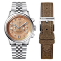 Kuoe ROYAL SMITH 90-012 Automatic Chronograph, Salmon Pink with Breguet Numerals