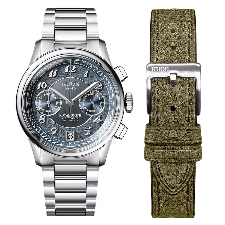 Kuoe ROYAL SMITH 90-012 Automatic Chronograph, Navy with Breguet Numerals