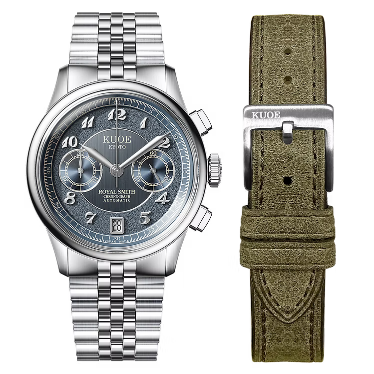 Kuoe ROYAL SMITH 90-012 Automatic Chronograph, Navy with Breguet Numerals