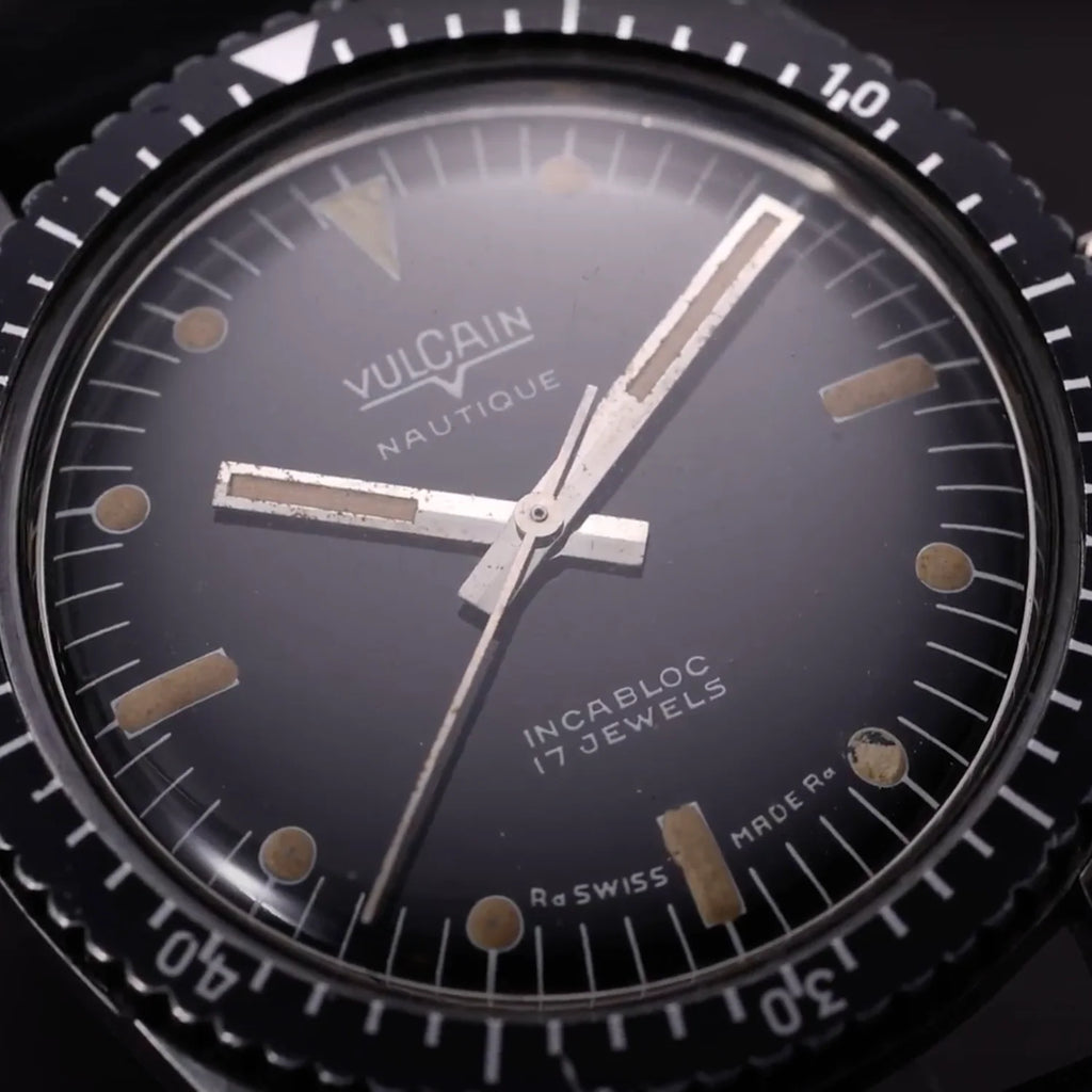 Vulcain Skindiver Nautique - Blue with Khaki Brown Lum