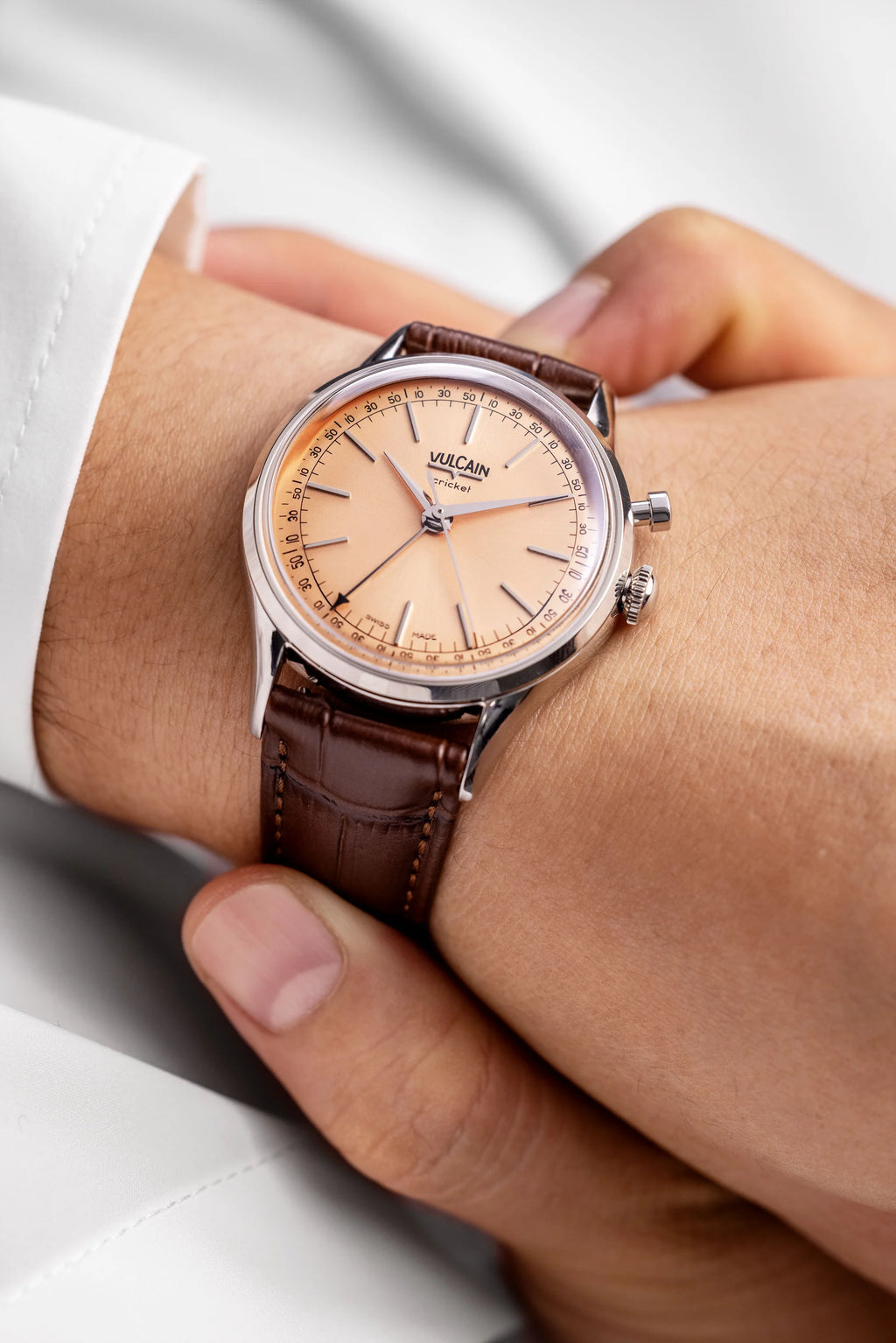 Vulcain Cricket President 36mm - Pale Salmon