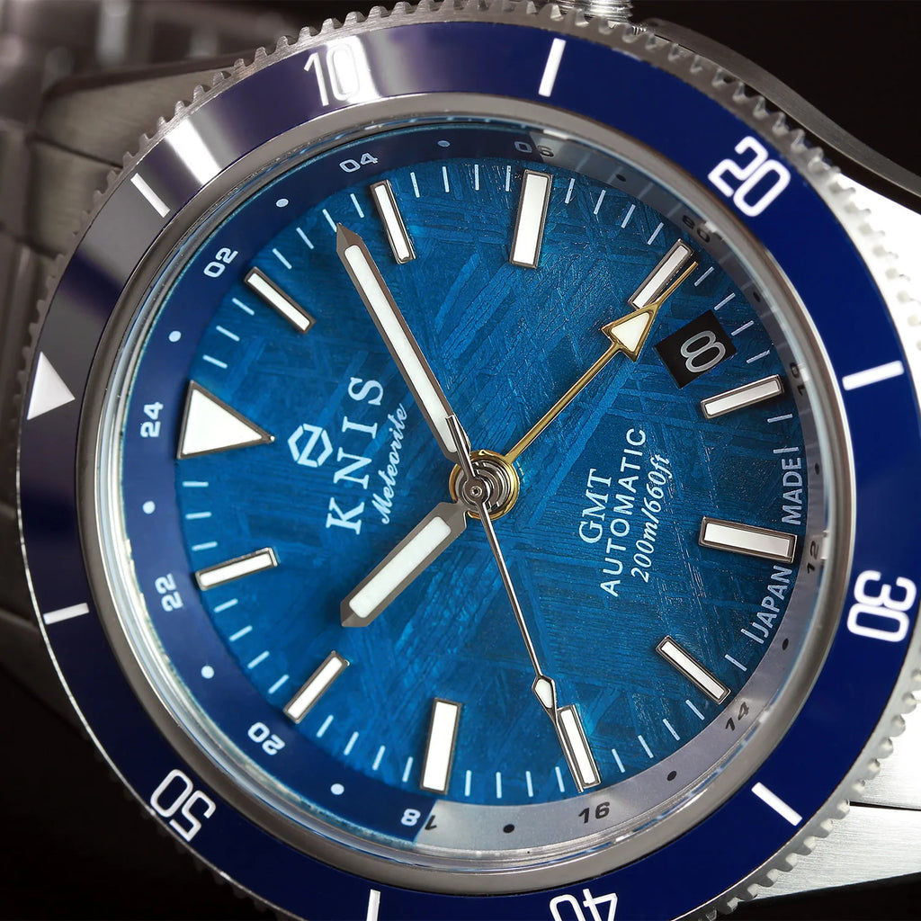 KNIS Meteorite GMT Automatic Divers Watch Blue / Stainless Steel Bracelet (KN007-MTBL)