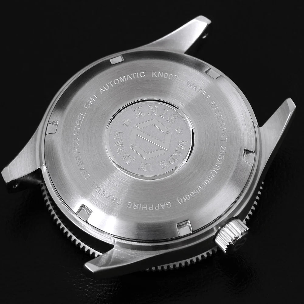 KNIS GMT Automatic Divers Watch Black / Stainless Steel Bracelet (KN007-BK)
