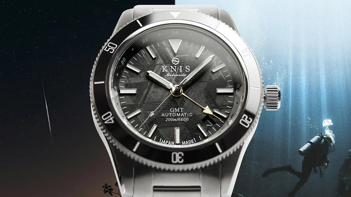 KNIS Meteorite GMT Automatic Divers Watch Blue / Stainless Steel Bracelet (KN007-MTBL)