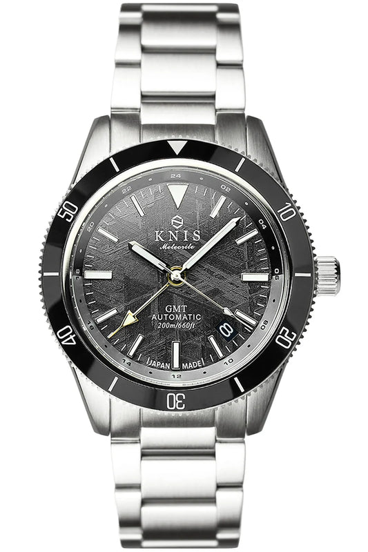 KNIS Meteorite GMT Automatic Divers Watch Black / Stainless Steel Bracelet (KN007-MT)