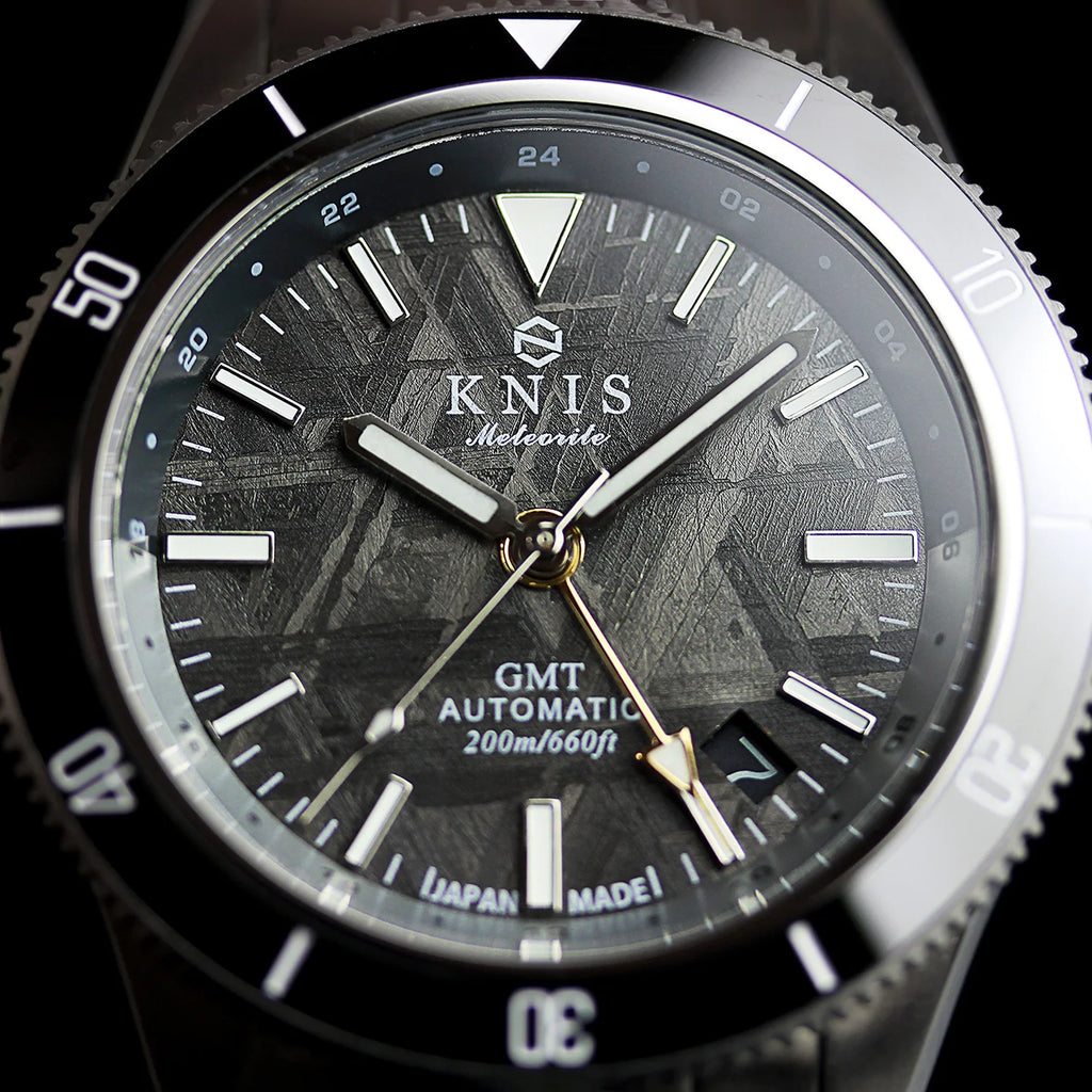 KNIS Meteorite GMT Automatic Divers Watch Black / Stainless Steel Bracelet (KN007-MT)