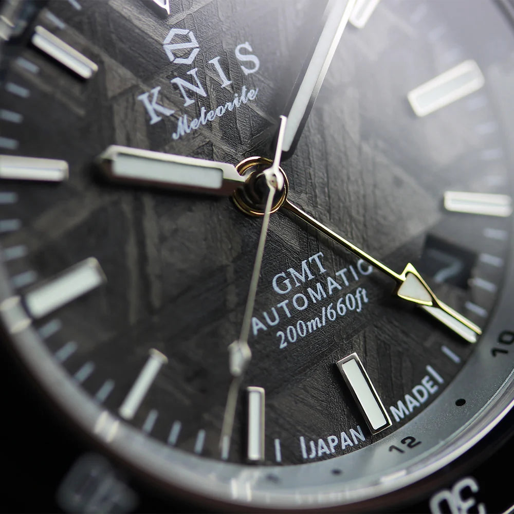 KNIS Meteorite GMT Automatic Divers Watch Black / Stainless Steel Bracelet (KN007-MT)
