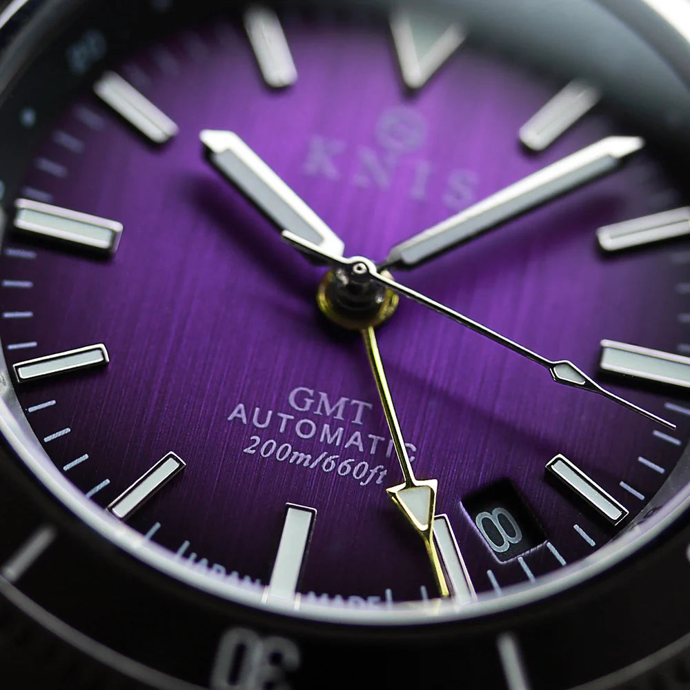 KNIS GMT Automatic Divers Watch Purple / Stainless Steel Bracelet (KN007-PP)