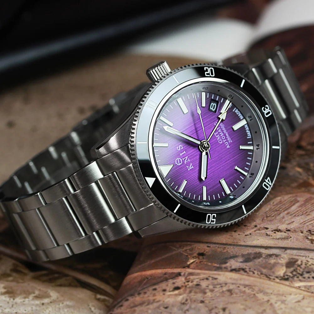 KNIS GMT Automatic Divers Watch Purple / Stainless Steel Bracelet (KN007-PP)