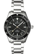 KNIS GMT Automatic Divers Watch Black / Stainless Steel Bracelet (KN007-BK)