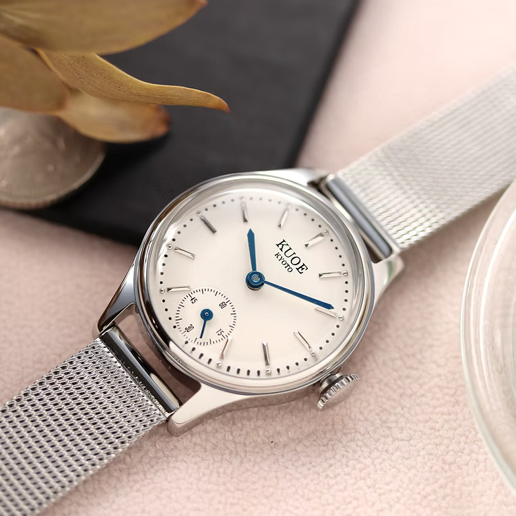 Kuoe Holborn 90-003 Silver Case with Blue Hands, Women's Watch - Stick Indices