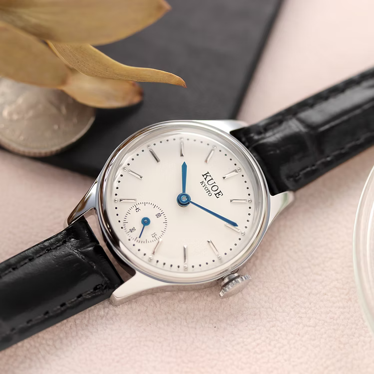 Kuoe Holborn 90-003 Silver Case with Blue Hands, Women's Watch - Stick Indices