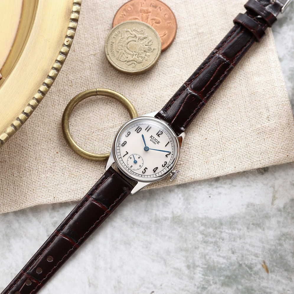 Kuoe Holborn 90-003 Silver Case with Blue Hands, Women's Watch - Arabic Indices