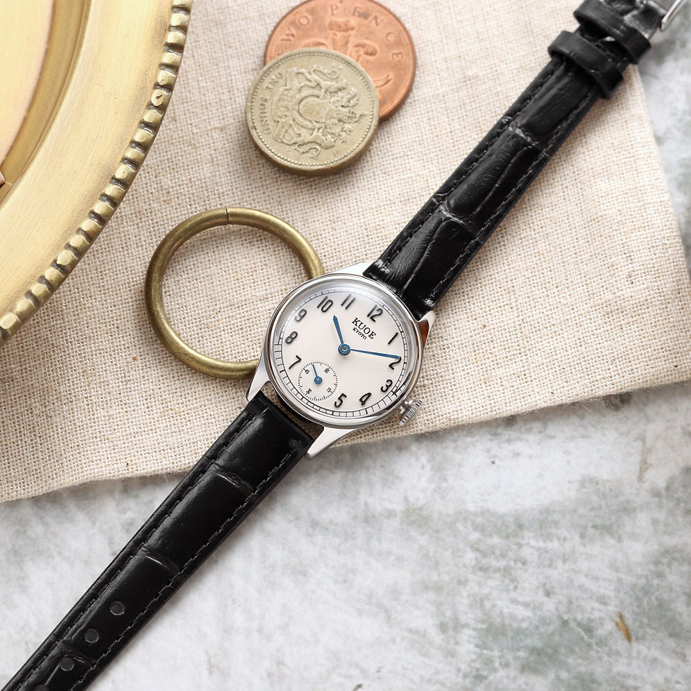 Kuoe Holborn 90-003 Silver Case with Blue Hands, Women's Watch - Arabic Indices