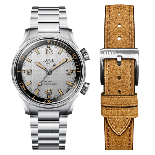 Kuoe Sombrero 90-011, Silver, Linen Textured Dial, 20 Bar Water Resistant
