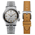 Kuoe Sombrero 90-011, Silver, Linen Textured Dial, 20 Bar Water Resistant
