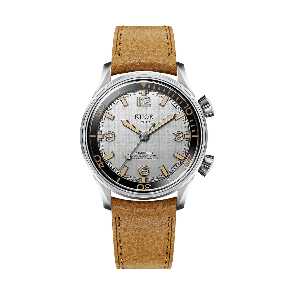 Kuoe Sombrero 90-011, Silver, Linen Textured Dial, 20 Bar Water Resistant