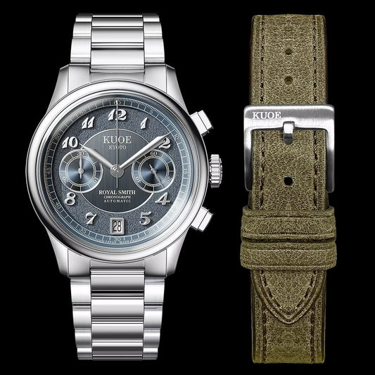 Kuoe Royal Smith 90-012 Automatic Chronograph, Navy with Breguet Numerals