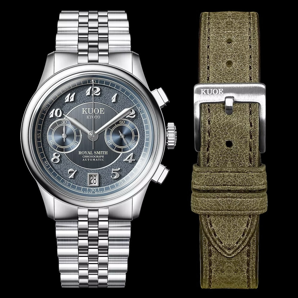 Kuoe Royal Smith 90-012 Automatic Chronograph, Navy with Breguet Numerals