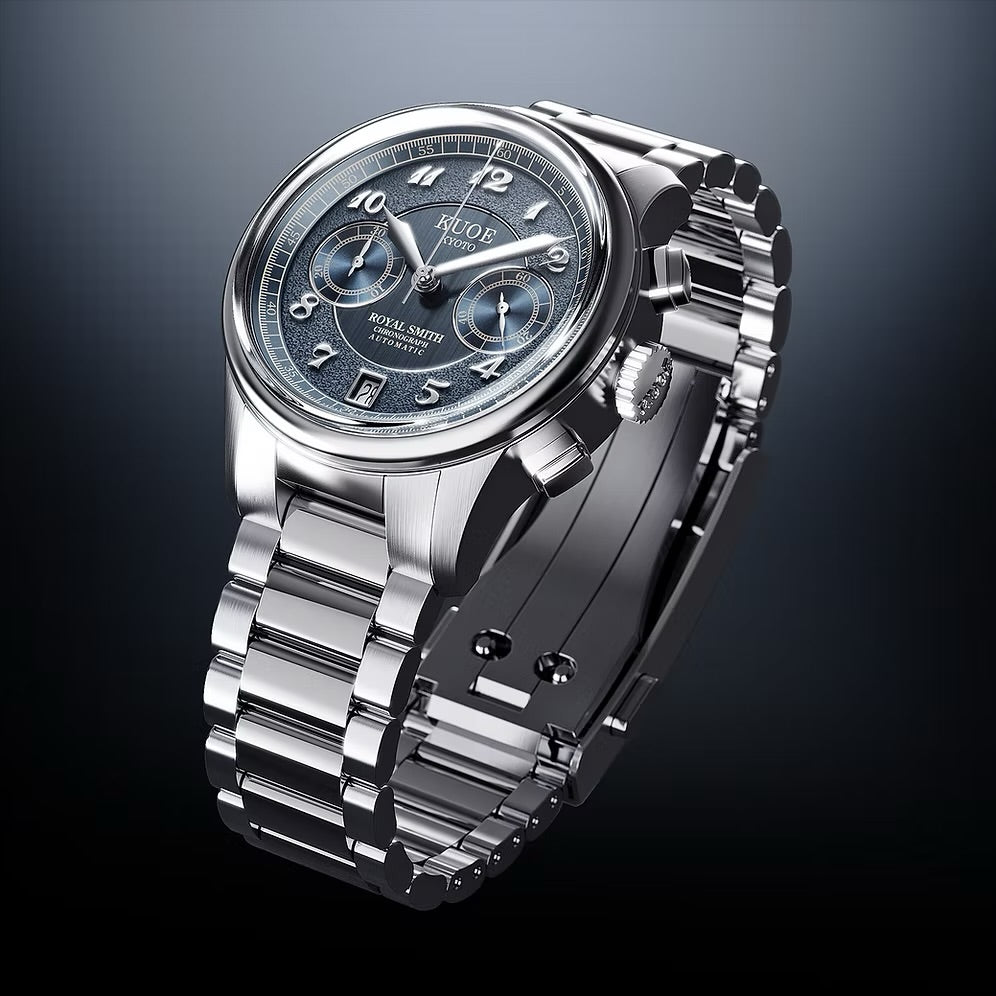 Kuoe Royal Smith 90-012 Automatic Chronograph, Navy with Breguet Numerals