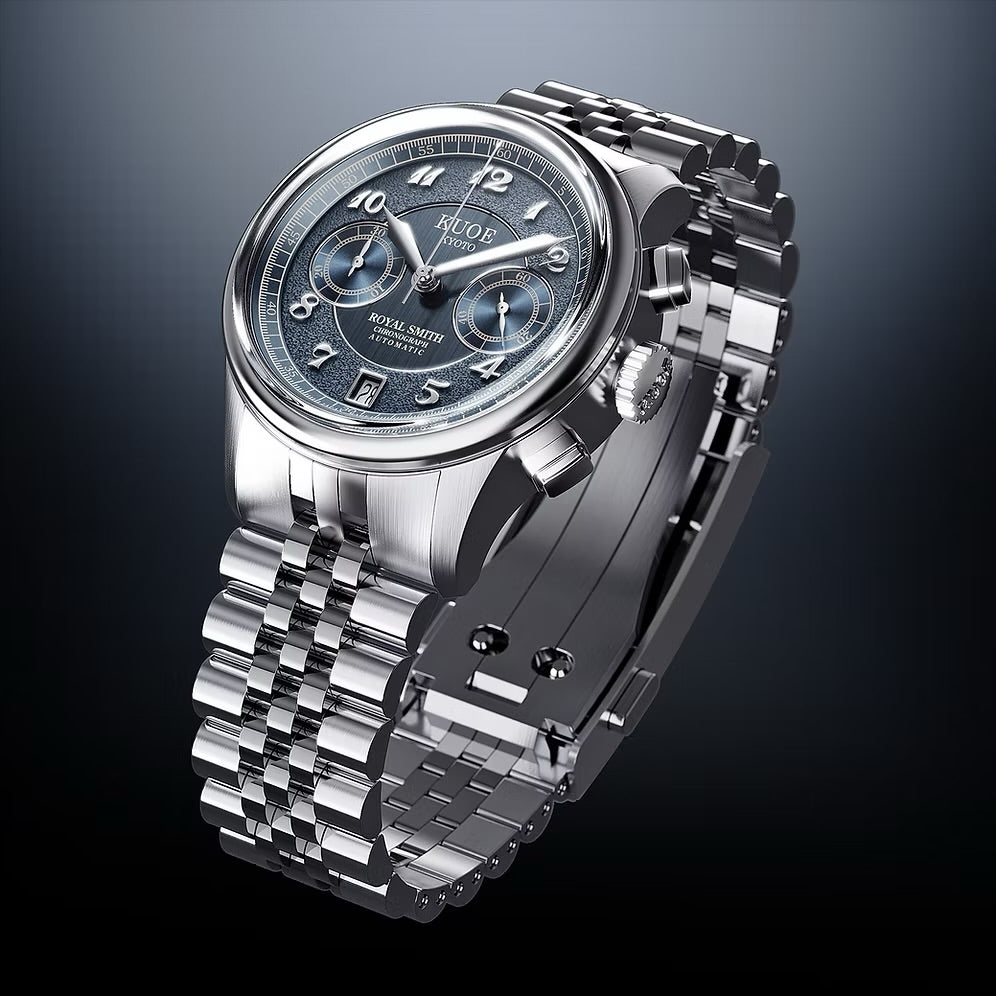 Kuoe Royal Smith 90-012 Automatic Chronograph, Navy with Breguet Numerals