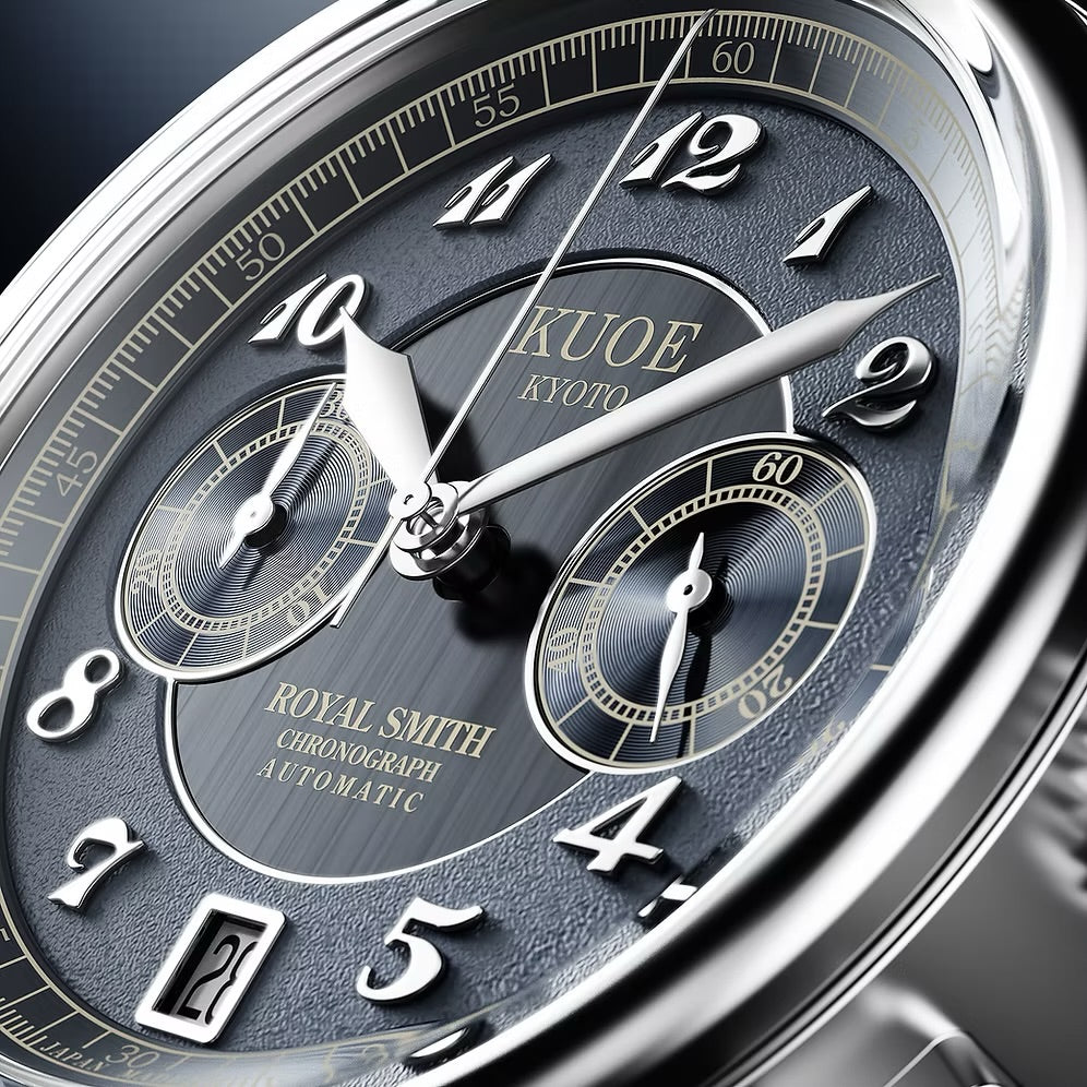 Kuoe Royal Smith 90-012 Automatic Chronograph, Navy with Breguet Numerals