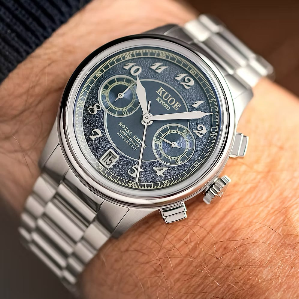 Kuoe Royal Smith 90-012 Automatic Chronograph, Navy with Breguet Numerals