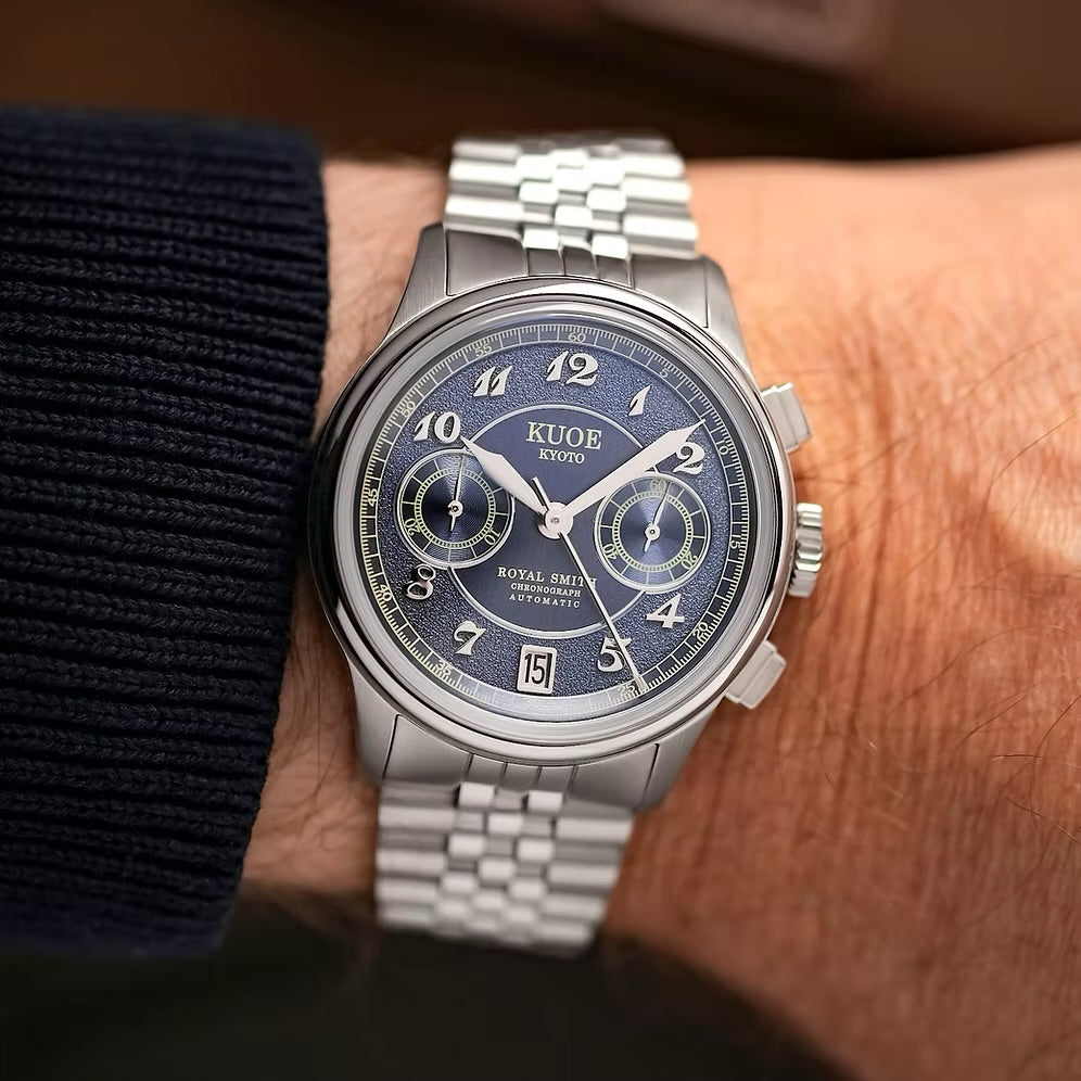 Kuoe Royal Smith 90-012 Automatic Chronograph, Navy with Breguet Numerals