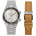 Kuoe SOMBRERO 90-011, Silver, Linen Textured Dial, 20 BAR Water Resistant