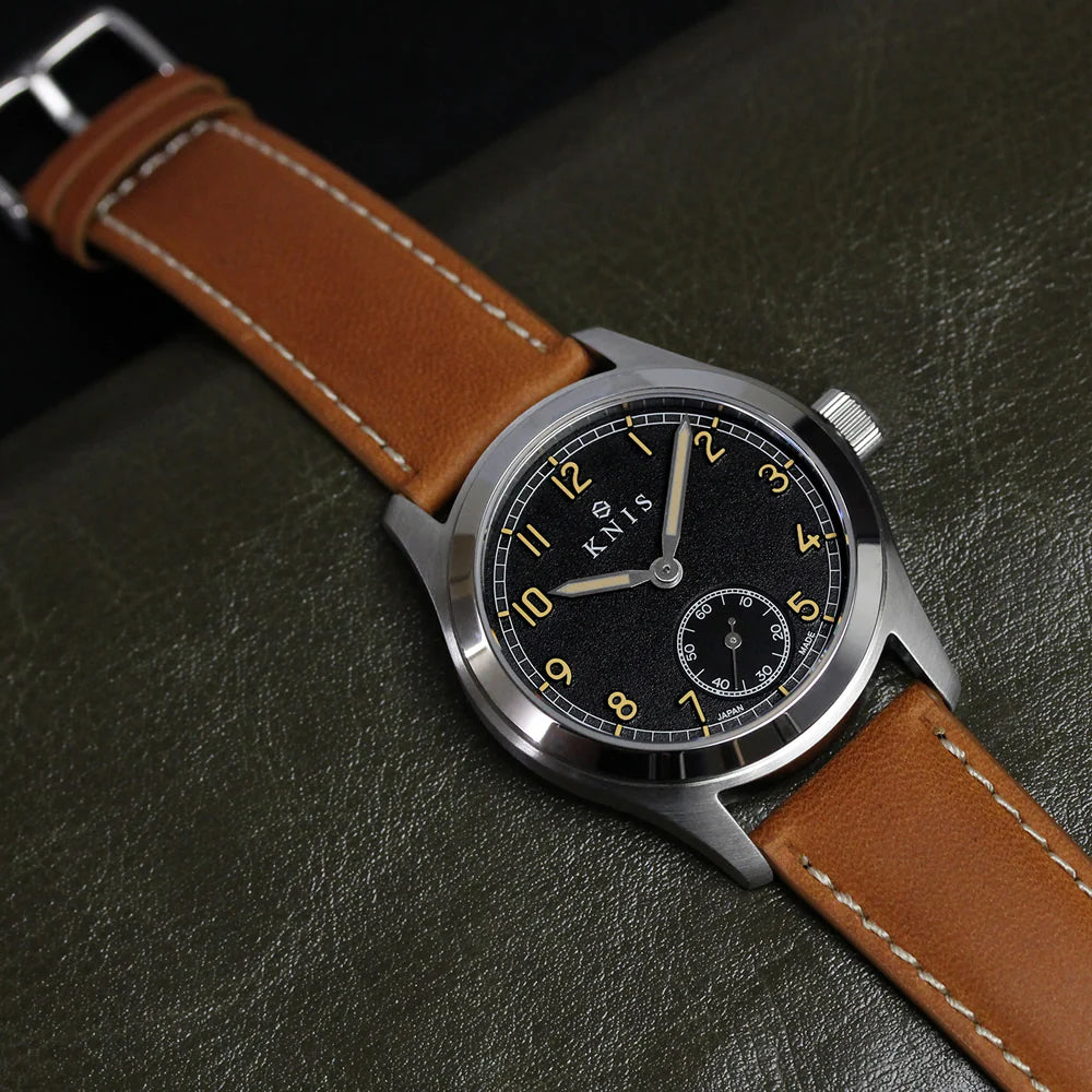 KNIS Retro Military Watch - Black Dial - Black Nylon Strap KN003-BK