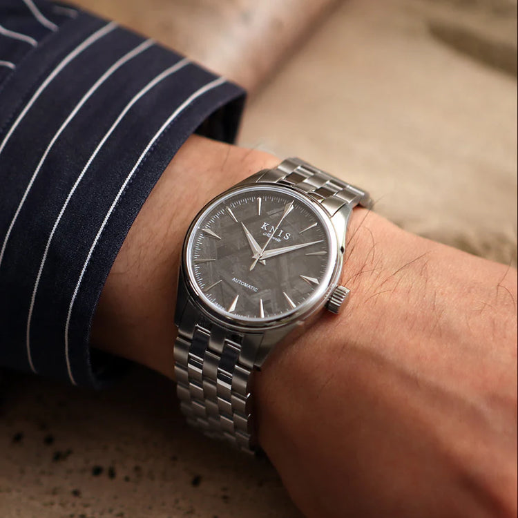 KNIS Meteorite Made in Japan Automatic Watch Men's Silver KN001-MT