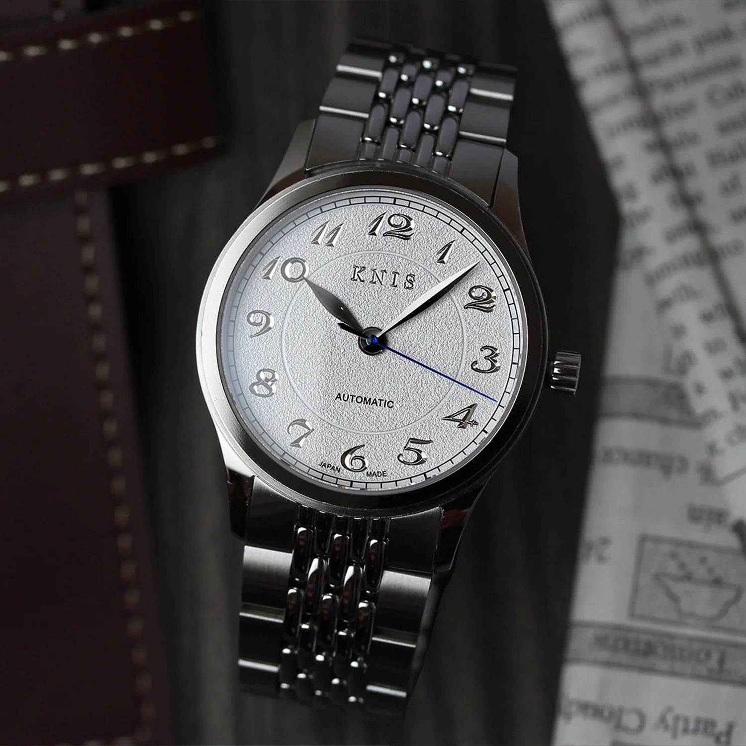 KNIS KOKU Automatic Breguet Numerals White / Engraved Dial Stainless Steel Bracelet (KN005-BGWHRC)