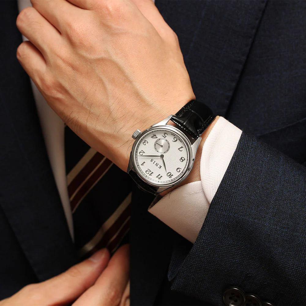 KNIS KODOU Small Seconds Automatic - White / Black Leather Strap (KN009-WHBKLE)