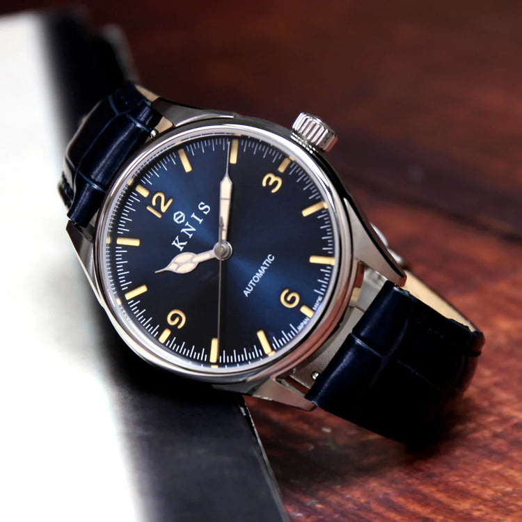 KNIS Automatic Retro Modern - Blue Dial with Blue Leather Strap KN002-BLBLLE