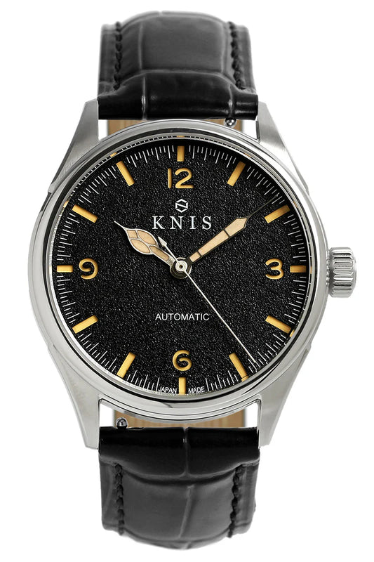KNIS Automatic Retro Modern - Black Dial with Black Leather Strap KN002-BKBKLE