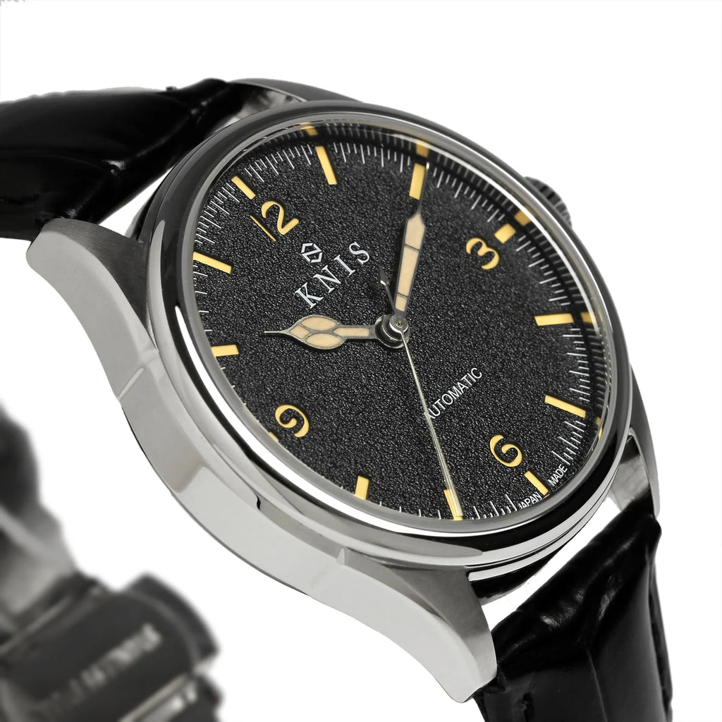 KNIS Automatic Retro Modern - Black Dial with Black Leather Strap KN002-BKBKLE