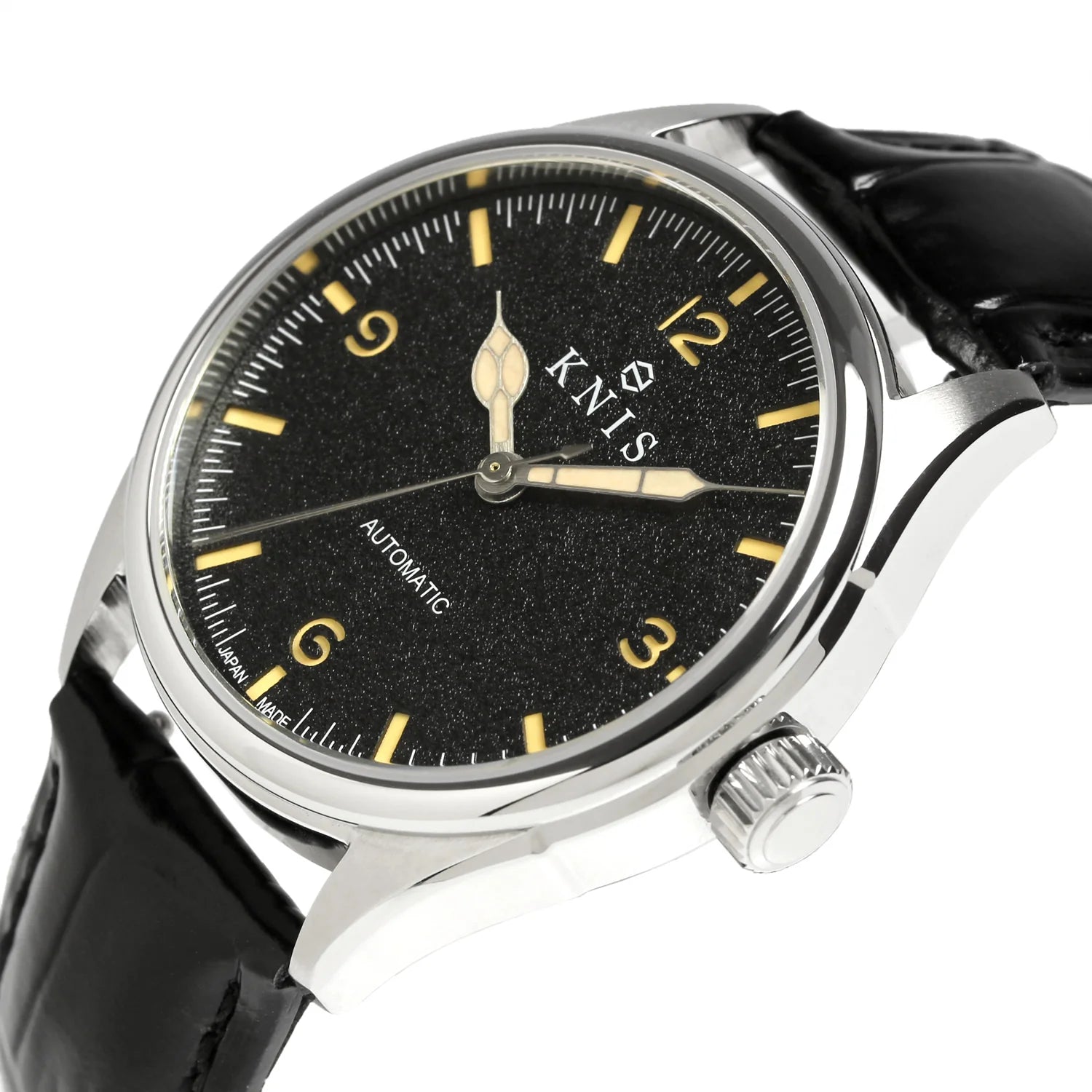 KNIS Automatic Retro Modern - Black Dial with Black Leather Strap KN002-BKBKLE