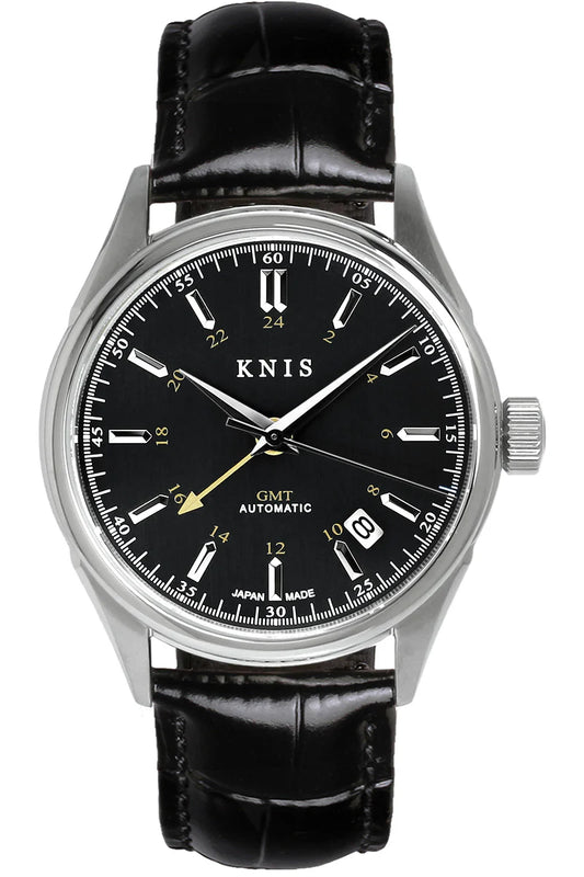 KNIS Classic GMT Automatic Black / Black Leather Strap (KN008-BKBKLE)