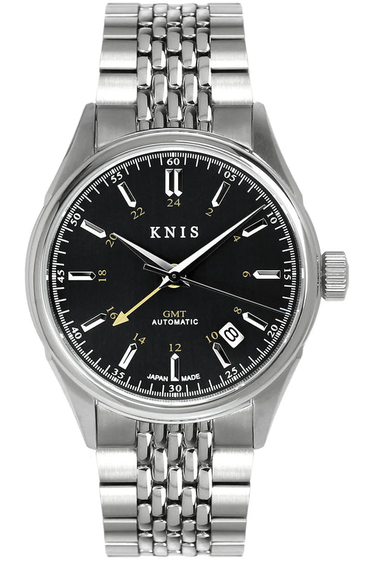 KNIS Classic GMT Automatic Silver / Rice Beads Bracelet (KN008-SVRC) - Black