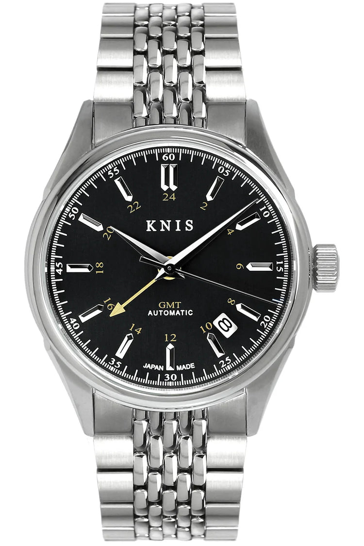 KNIS Classic GMT Automatic Silver / Rice Beads Bracelet (KN008-SVRC) - Black
