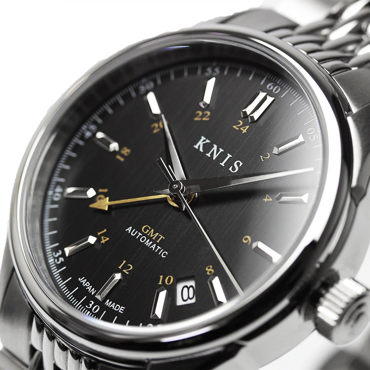 KNIS Classic GMT Automatic Silver / Rice Beads Bracelet (KN008-SVRC) - Black
