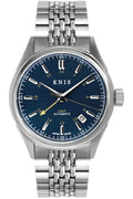 KNIS Classic GMT Automatic Silver / Rice Beads Bracelet (KN008-SVRC) - Blue
