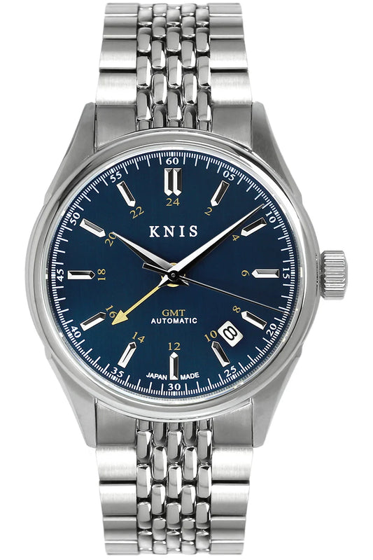 KNIS Classic GMT Automatic Silver / Rice Beads Bracelet (KN008-SVRC) - Blue