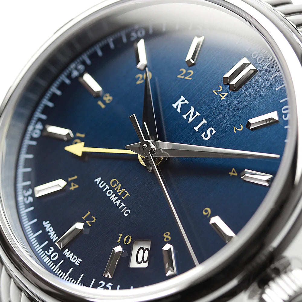 KNIS Classic GMT Automatic Silver / Rice Beads Bracelet (KN008-SVRC) - Blue