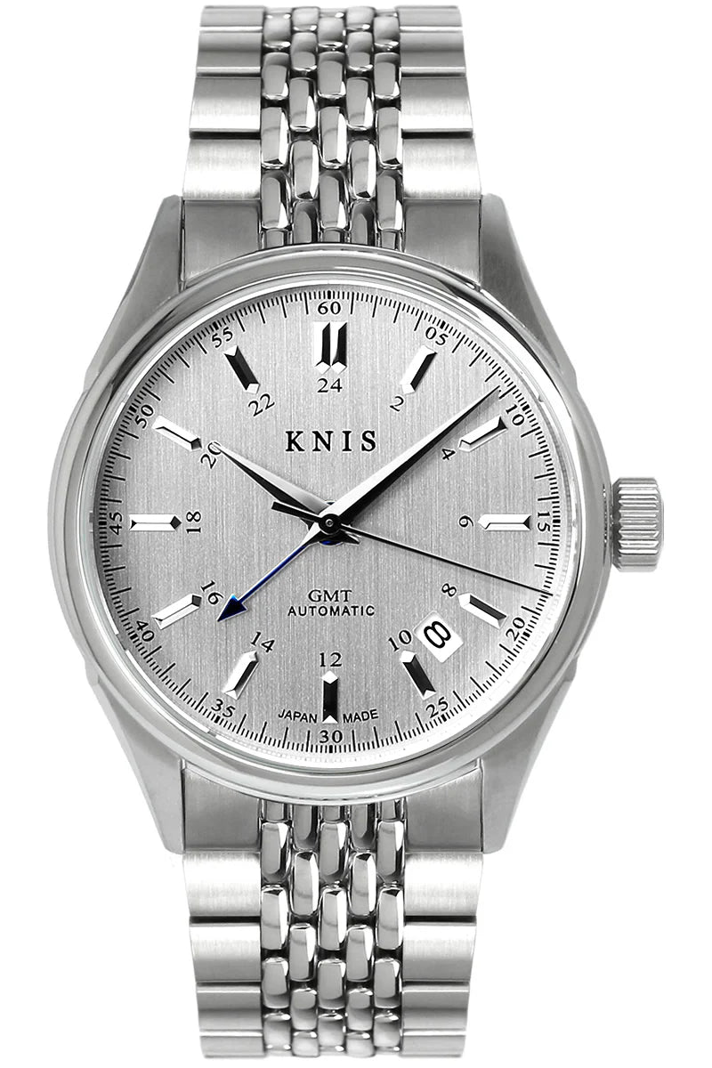KNIS Classic GMT Automatic Silver / Rice Beads Bracelet (KN008-SVRC) - Silver