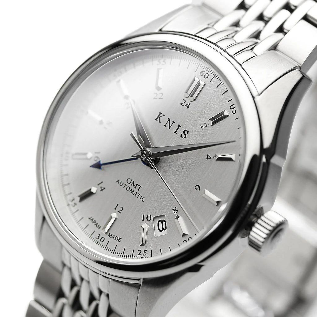 KNIS Classic GMT Automatic Silver / Rice Beads Bracelet (KN008-SVRC) - Silver