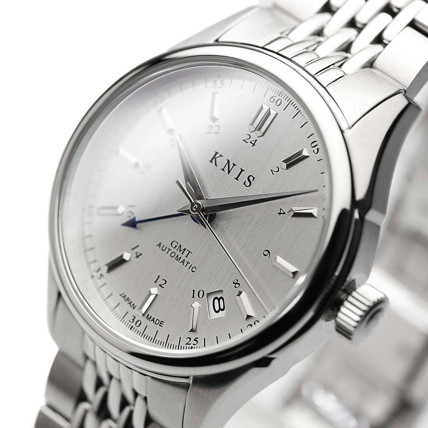 KNIS Classic GMT Automatic Silver / Rice Beads Bracelet (KN008-SVRC) - Silver
