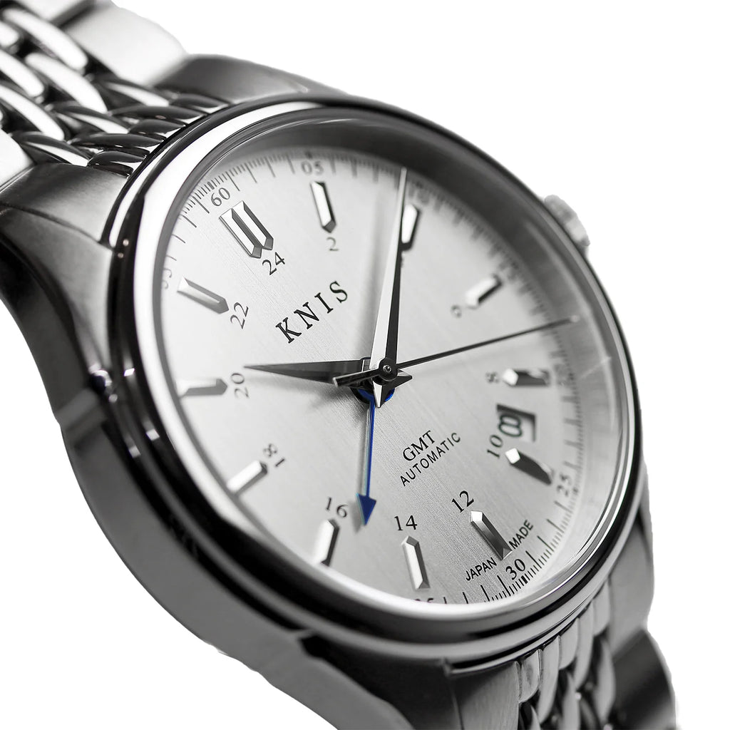 KNIS Classic GMT Automatic Silver / Rice Beads Bracelet (KN008-SVRC) - Silver