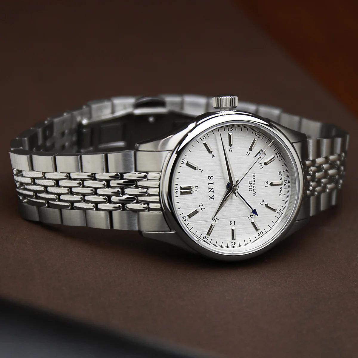 KNIS Classic GMT Automatic Silver / Rice Beads Bracelet (KN008-SVRC) - Silver